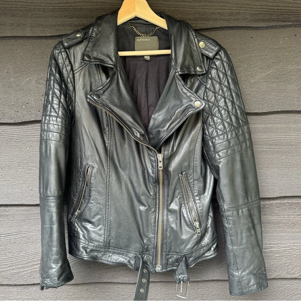 Muubaa quilted leather motorcycle style jacket - Picture 3 of 8